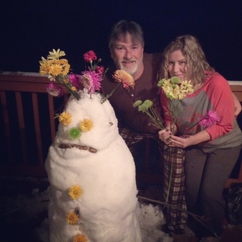Us with the blooming snowman