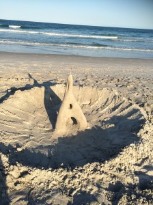 Eiffel tower sand sculture on the beach